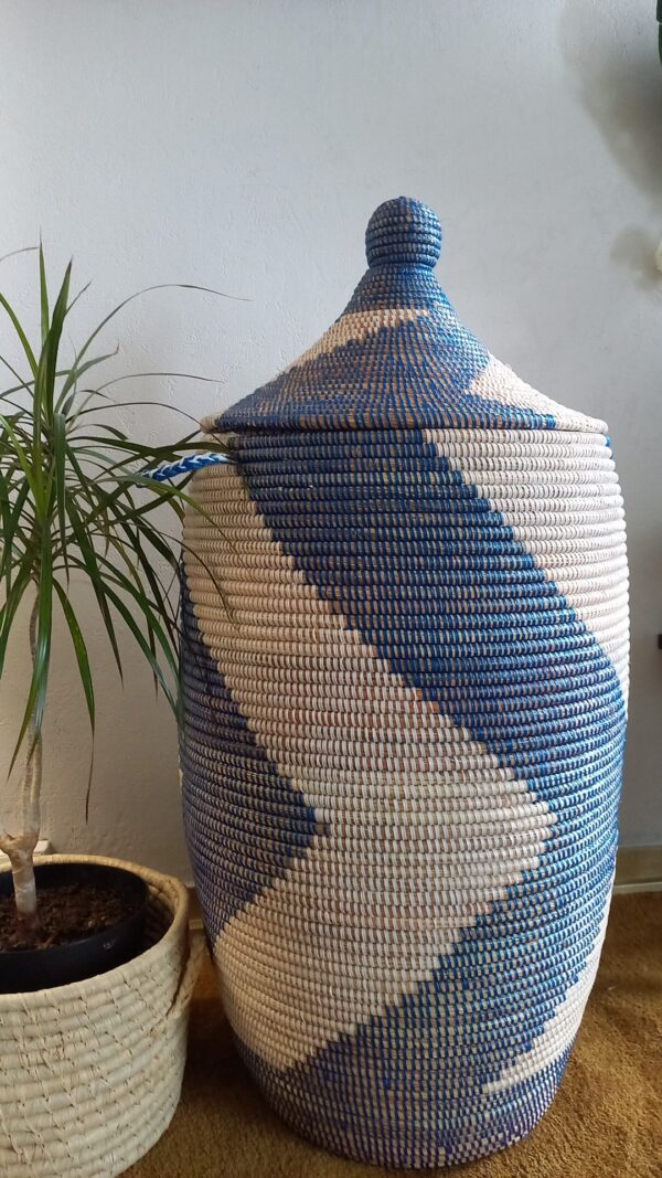 Panier Déco de rangement  XL / Bleu & Ivoire