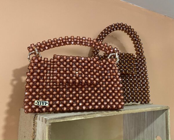 Sac en perles - Marron - Taille S